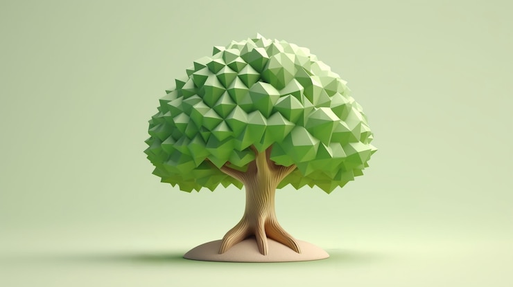 Photo gratuit vue de l'arbre 3d avec effet poly