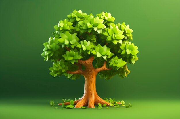 Vue d'un arbre 3D avec des feuilles abstraites