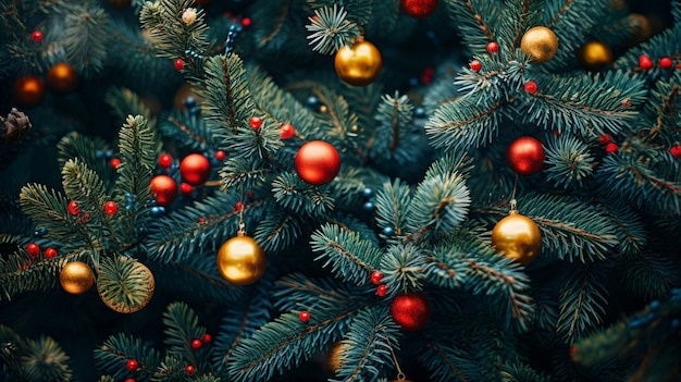 Vue de l'arbre de Noël décoré d'ornements
