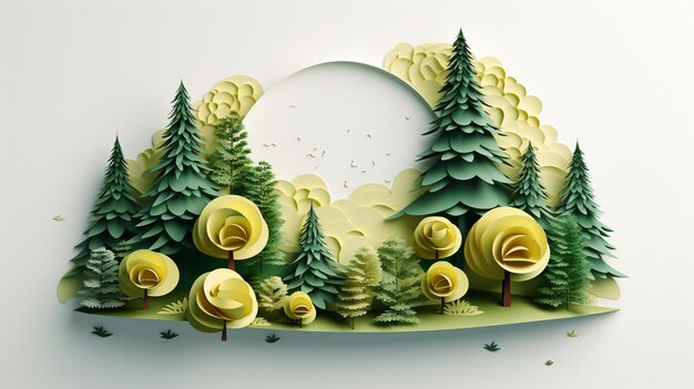 Vue des arbres de style papier 3D