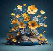 Photo gratuite vue d'un arrangement floral 3d abstrait