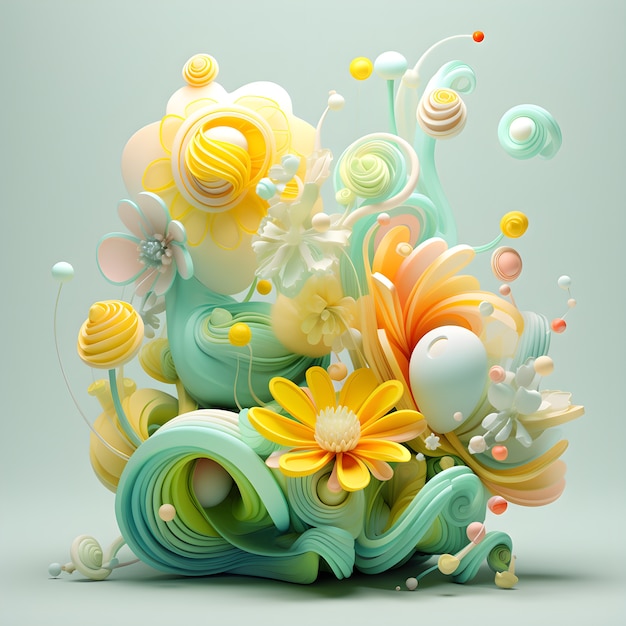 Vue d'un arrangement floral 3D abstrait