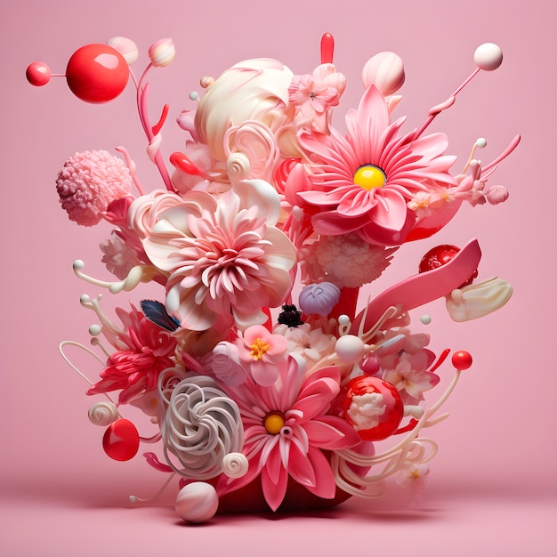 Vue d'un arrangement floral abstrait 3D
