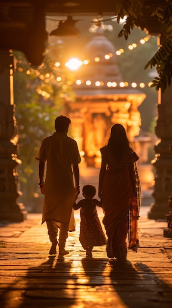 Photo gratuite vue arrière des gens célébrant le nouvel an tamoul