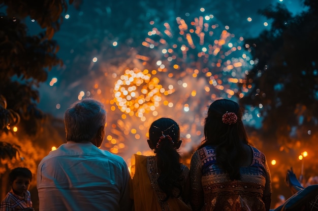 Vue arrière des gens célébrant le nouvel an tamoul