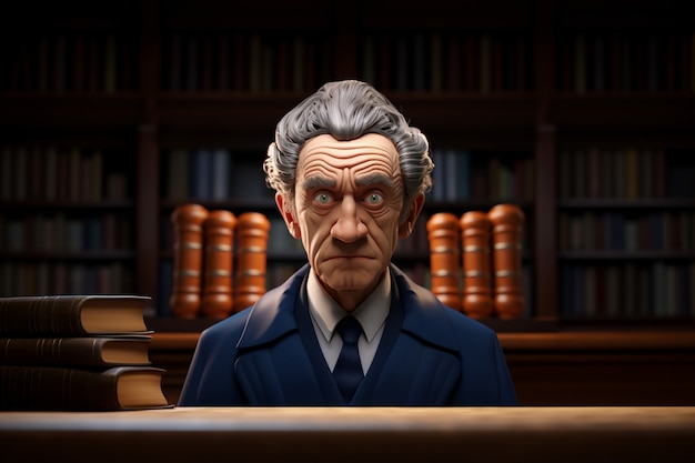 Photo gratuite vue de l'avocat masculin en costume en 3d