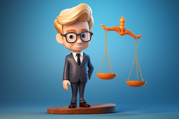 Vue de l'avocat masculin en costume en 3D