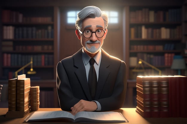 Vue de l'avocat masculin en costume en 3D