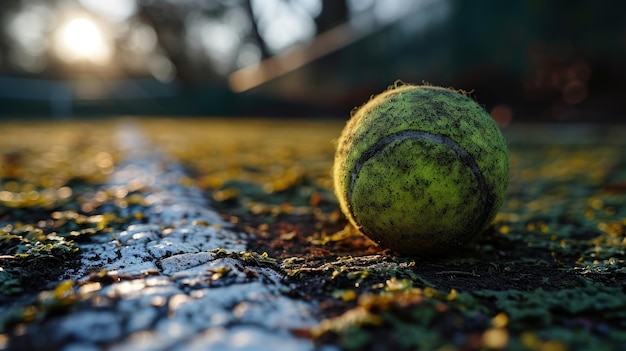 Photo gratuite vue de la balle sur le court de tennis