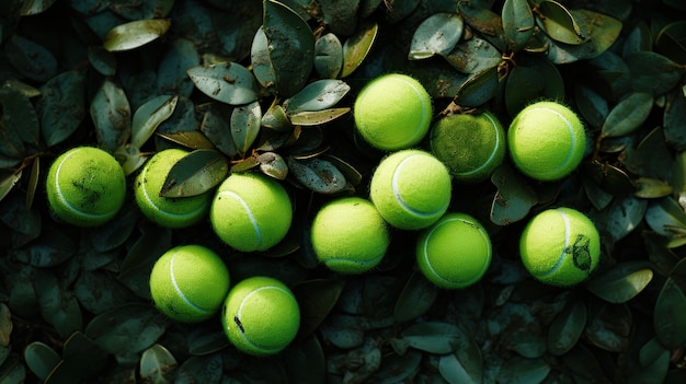 Photo gratuite vue de beaucoup de balles de tennis