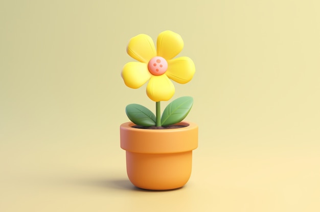 Photo gratuite vue de la belle fleur 3d en pot