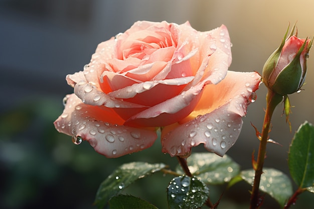 Vue de la belle fleur rose en fleurs