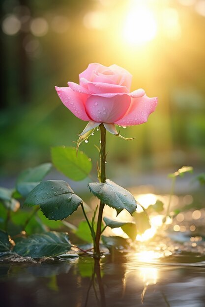 Vue de la belle fleur rose en fleurs