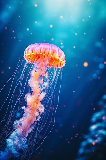 Vue de belles méduses nageant dans l'eau