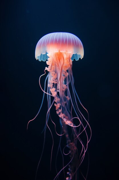 Vue de belles méduses nageant dans l'eau