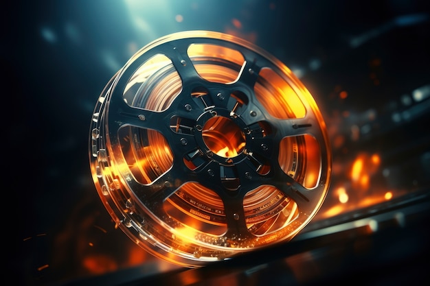 Vue d'une bobine de film de cinéma 3D