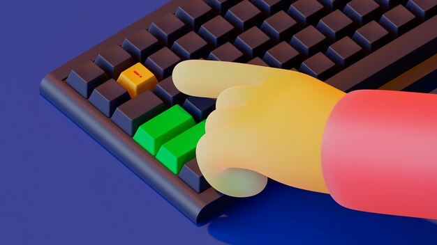 Vue des boutons du clavier 3d