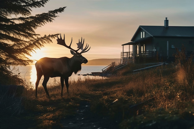 Vue d'un cerf sauvage avec un paysage naturel