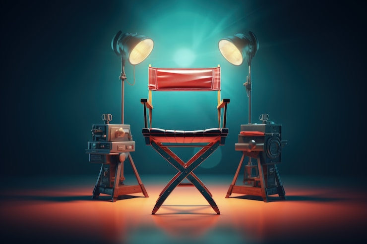 Photo gratuit vue de la chaise du réalisateur de film 3d