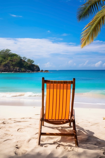 Photo gratuite vue de la chaise de plage en été