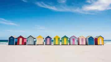 Photo gratuite vue des chalets colorés de la plage