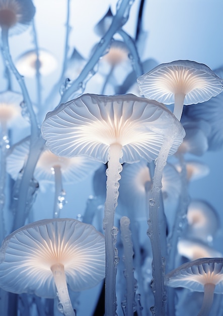 Photo gratuite vue des champignons à une seule couleur