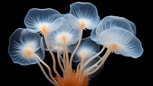 Vue des champignons transparents