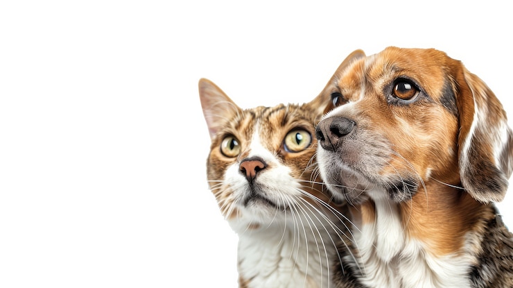 Photo gratuit vue des chats et des chiens étant amis