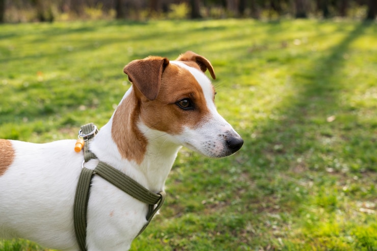 Photo gratuit vue d'un chien mignon profitant du temps dans la nature au parc