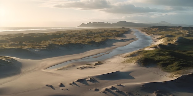 Photo gratuite vue cinématographique du désert de dunes côtières de rabjerg mile