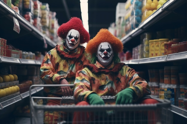 La vue d'un clown terrifiant à l'épicerie