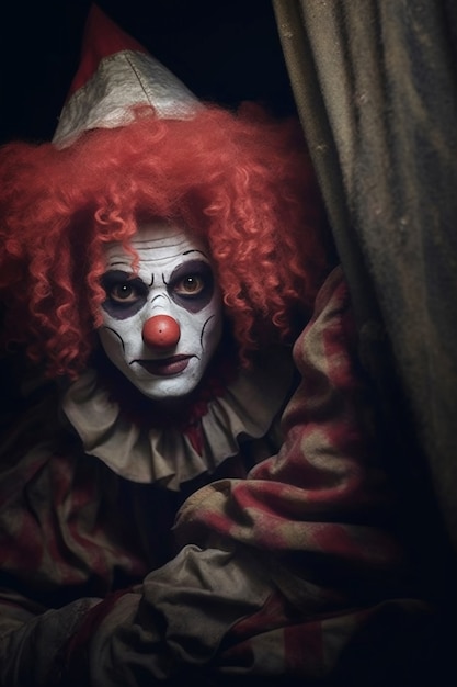 Photo gratuite la vue d'un clown terrifiant avec un maquillage effrayant