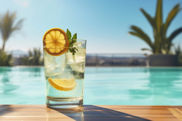 Vue d'un cocktail à la piscine en été