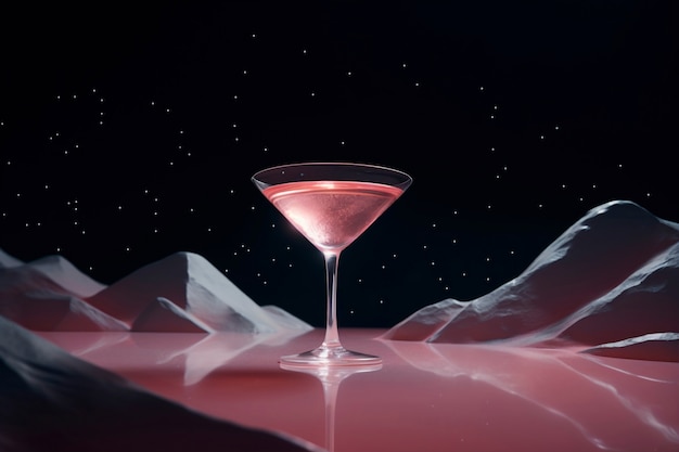 Photo gratuite vue sur un cocktail en verre avec un ensemble néo-futuriste