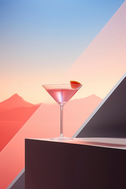 Photo gratuite vue sur un cocktail en verre avec un ensemble néo-futuriste
