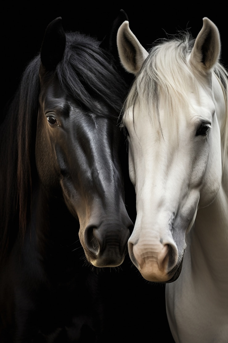 Photo gratuit vue d'un couple de chevaux sauvages