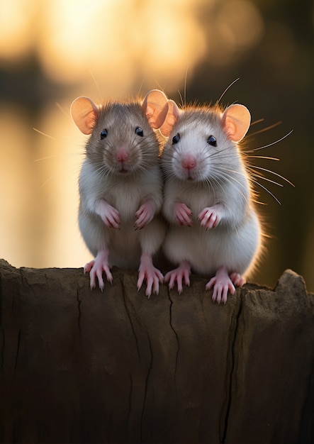Photo gratuite vue d'un couple de rats