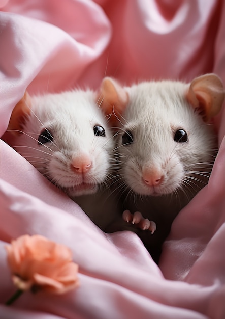 Photo gratuite vue d'un couple de rats