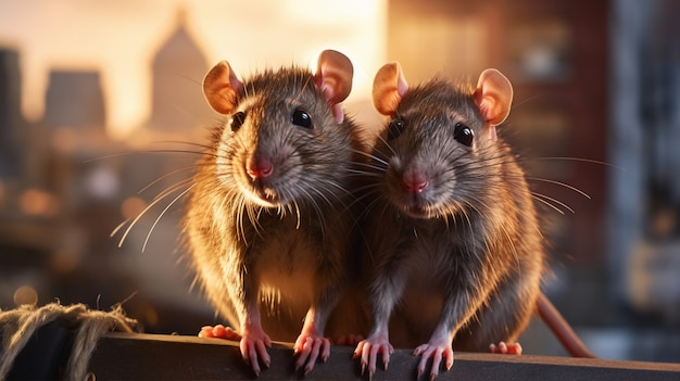 Photo gratuite vue d'un couple de rats