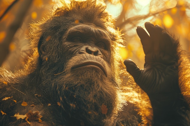 Photo gratuite vue de la créature bigfoot dans la nature en plein air