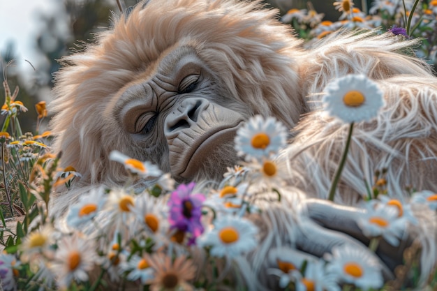 Vue de la créature bigfoot dans la nature en plein air