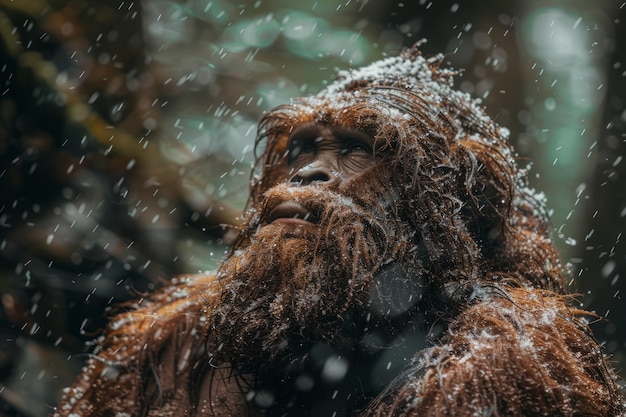 Vue de la créature bigfoot dans la nature en plein air