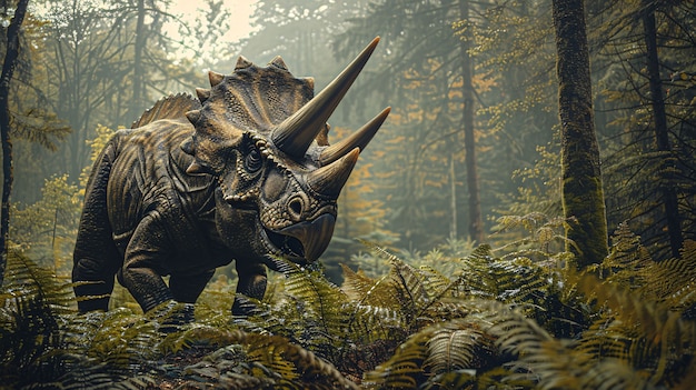 Vue de la créature dinosaure tricératops éteinte