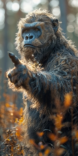 Photo gratuite vue de la créature sasquatch dans la nature en plein air