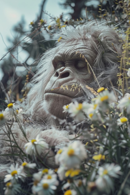 Photo gratuite vue de la créature sasquatch dans la nature en plein air