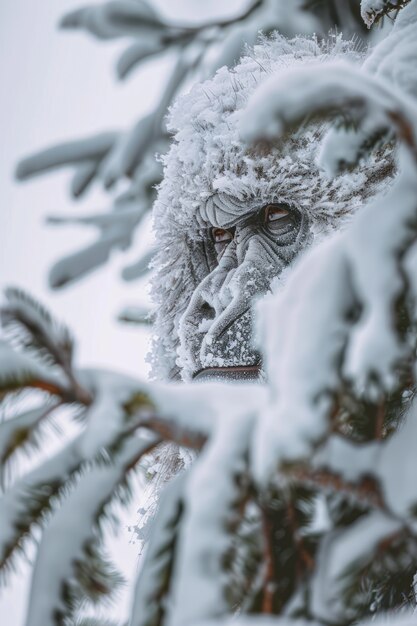 Vue de la créature sasquatch dans la nature en plein air