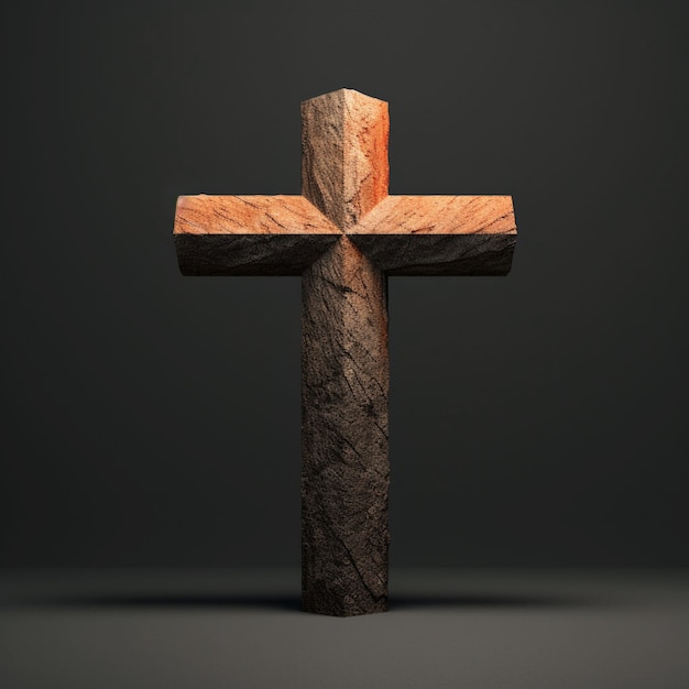 Photo gratuite vue de la croix religieuse en bois 3d