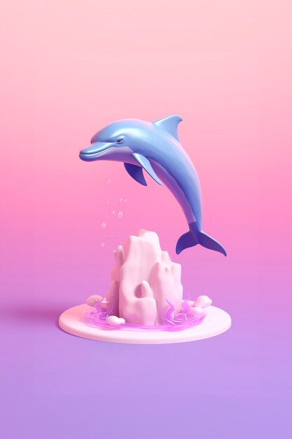 Vue d'un dauphin en 3D avec des couleurs vives