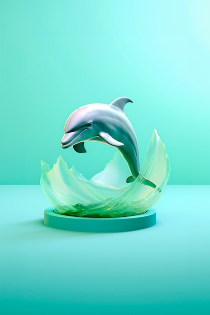 Photo gratuite vue d'un dauphin en 3d avec des couleurs vives