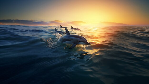 Vue des dauphins nageant dans l'eau